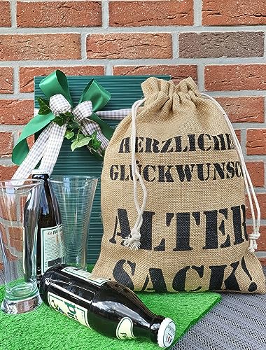 1 Geschenkbeutel Alter Sack Herzlichen Glückwunsch, Geburtstag, Jubiläum (40x30 cm)