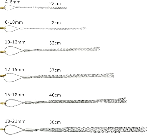 Miniatura 3 de VGongTech Calcetines de agarre de cable con tuerca de 0.197in flexible de malla para ojos, kit de calcetines de cable de tubo de acero galvanizado,
