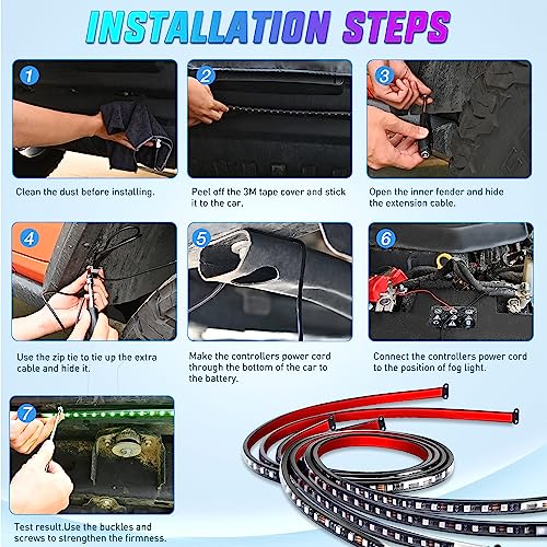 Nilight TL-300 4Pcs Car Underglow Neon Accent Strip Lights 256 Leds Rgbic Multi Color Diy Sound Active Function Music Mode With App Control And Remote Control Underbody Light Strips thumb #7