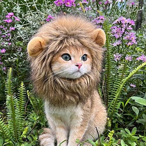 Chapéu de gato, transforme seu gato em um leão corajoso, muito fofo, juba de leão para gatos (G)