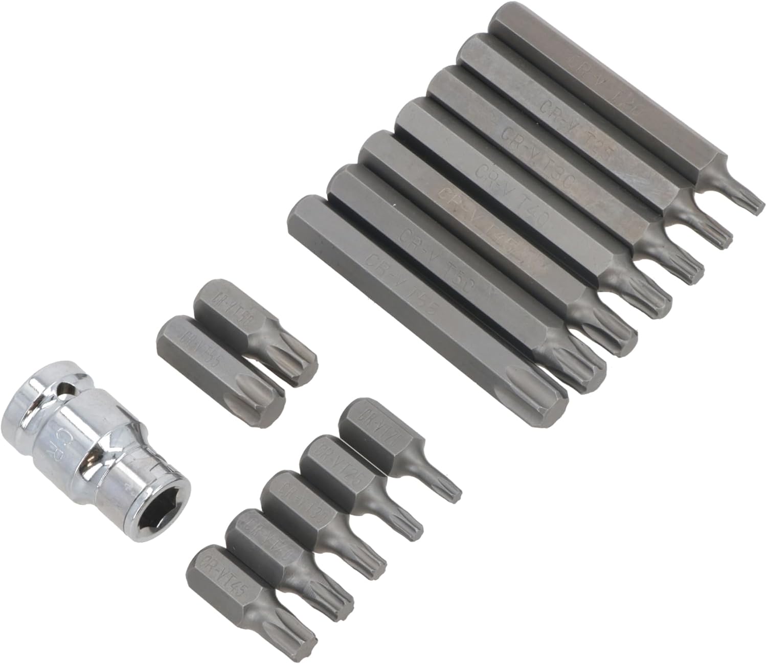 15pc Deep & Shallow Torx Star T20 - T55 Bit Set 1/2" Dr Male 30mm & 75mm