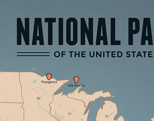 Miniatura 3 de Best Maps Ever Mapa de Parques Nacionales de Estados Unidos 11 x 14 bronceado y azul pizarra