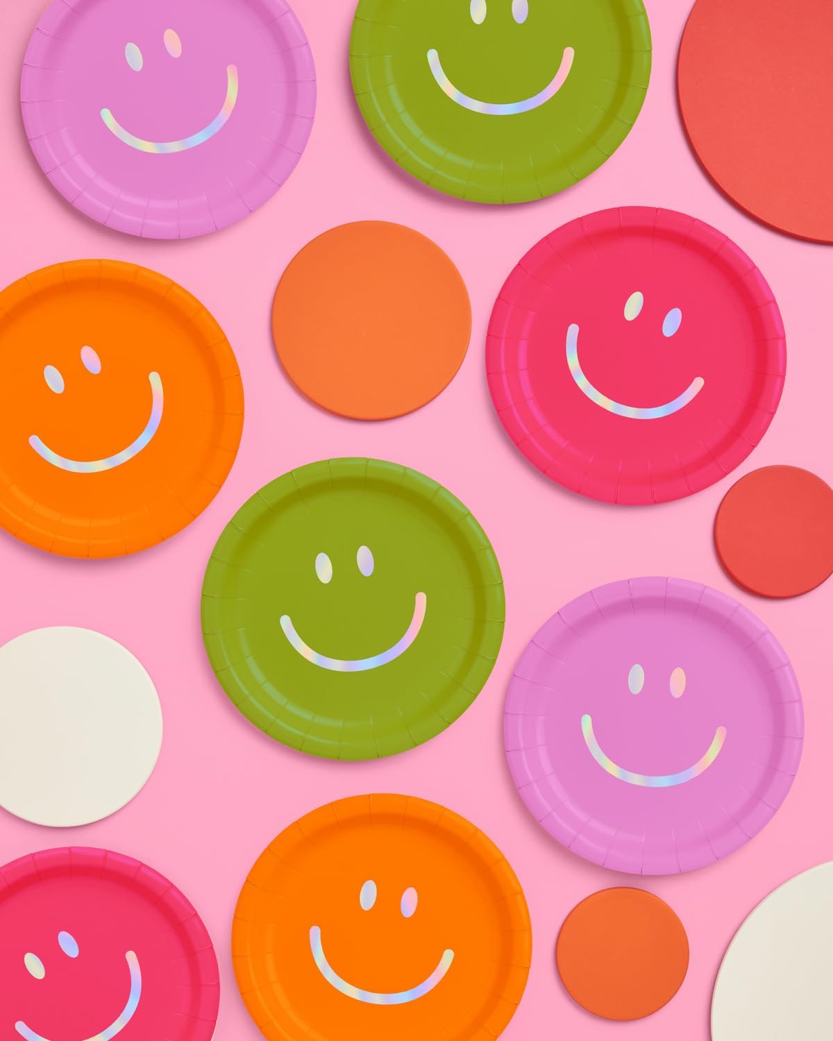 xo, Fetti Smiley Face Paper Plates - 25 pk, 9" | Birthday Party Supplies, Bachelorette Decorations, Birthday Groovy y2k Party, Cool Cake Plates - Image 3