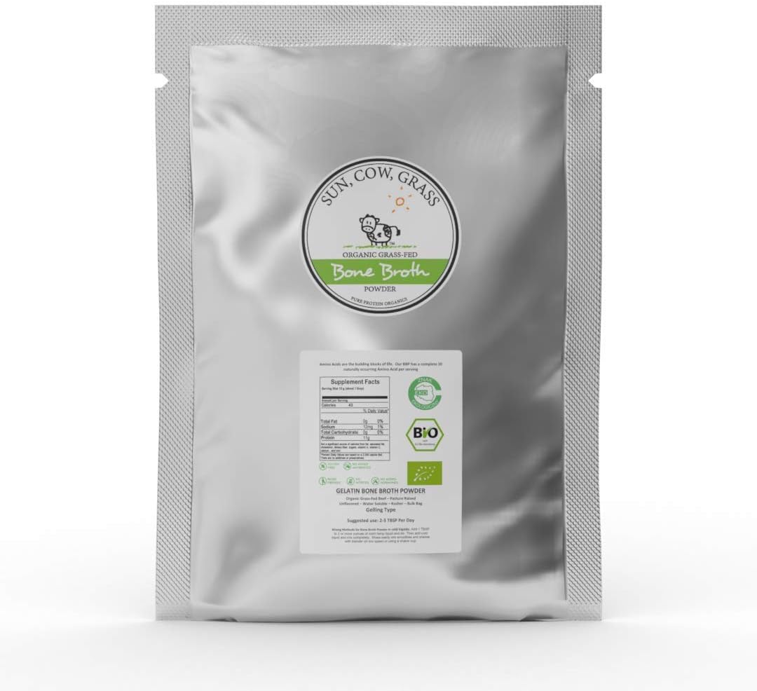 Bone Broth Gelatin Powder - Gelling Type - Pure Protein Organics 1lb