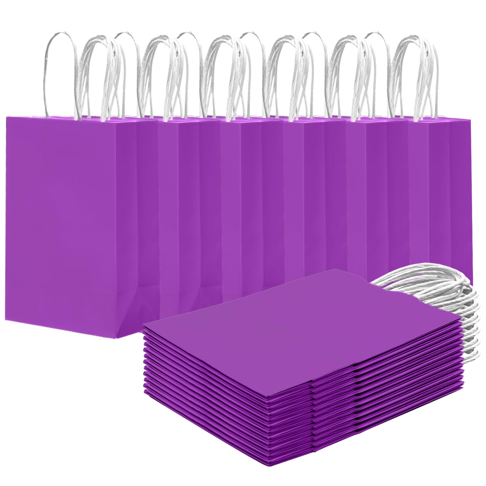 Gcardist 24PCS Small Gift Bag with Handles Bulk 8.3"x6"x3" Gift Bags Violet Bags Multiple Uses (15x8x21cm,Small Size)