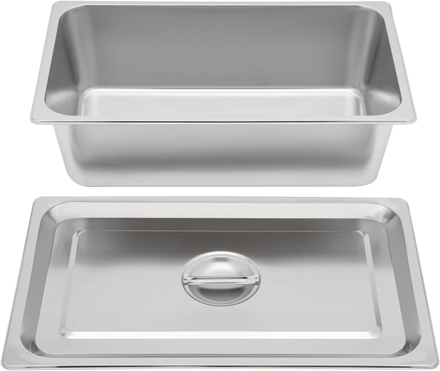 Steam Teable Pans with Lid,3 Pack 6 Inch Deep Restaurant Steam Table Pans Commercial Cookwares,Stainless Steel Steam Table Pans for Hotel Food Buffet Event Catering Supplies,Silver (6inch Deep)