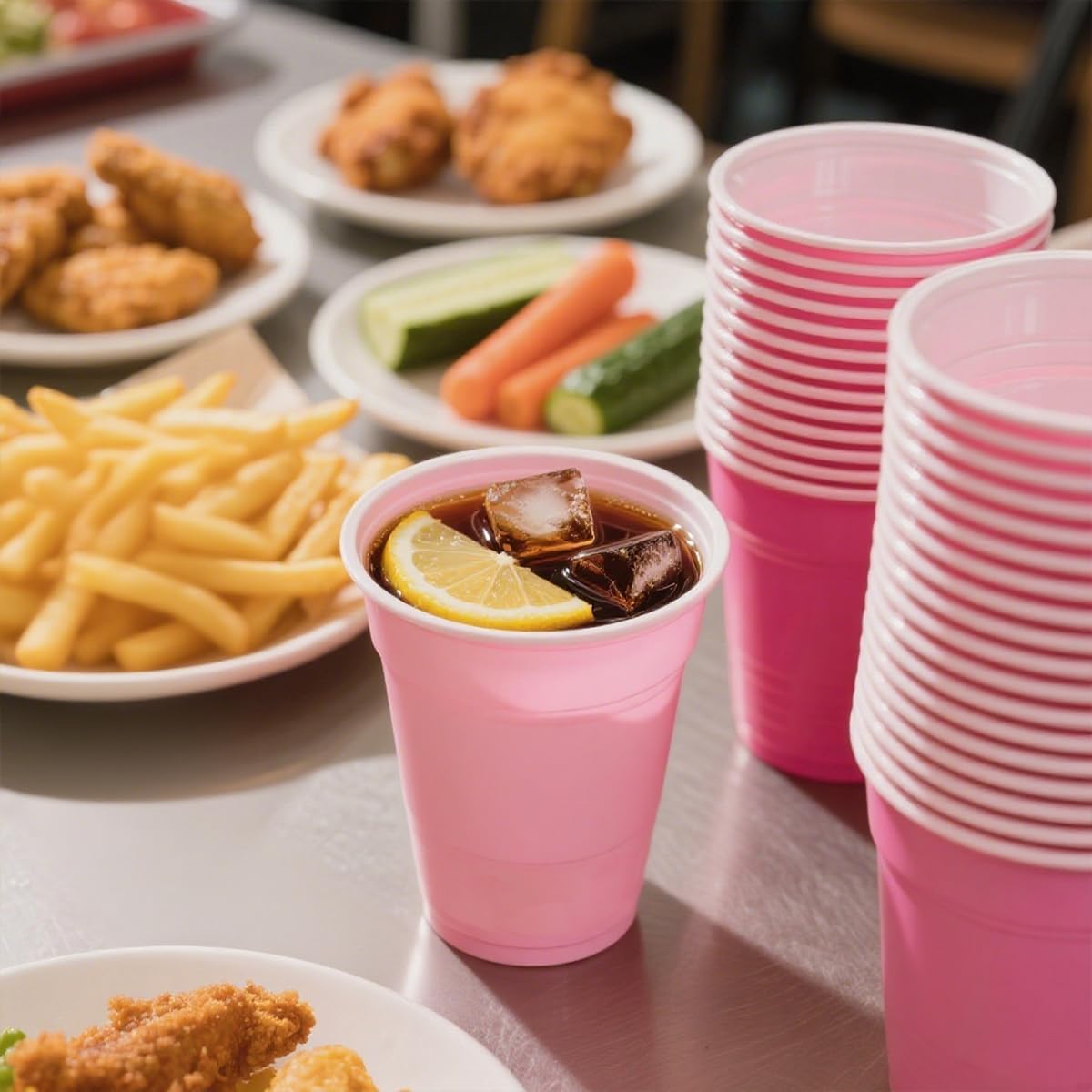 Disposable Plastic Party Cups, 16 OZ, 100 Count, Pink and Hot Pink Cold Drinking Cup for Graduation, Wedding, Birthdays, Parties, Picnics Events - Image 7