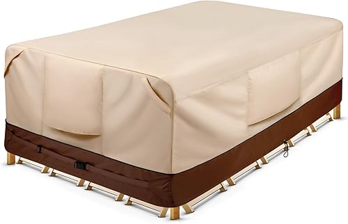 Miniatura 14 de COSFLY - Fundas impermeables para muebles de patio, rectangulares y duraderas, para mesas de café al aire libre - Se adaptan a muebles de hasta 74