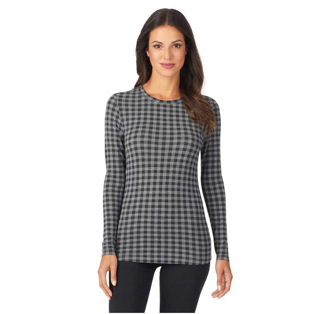 Women's Softwear with Stretch Long Sleeve Crew Neck Top, Tonal Buffalo, Small-image-15