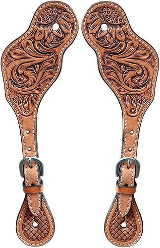 Correas de cuero para adultos Correas de espolón occidentales para mujer para montar a caballo, carreras de barril, espectáculo y rodeo Correa de