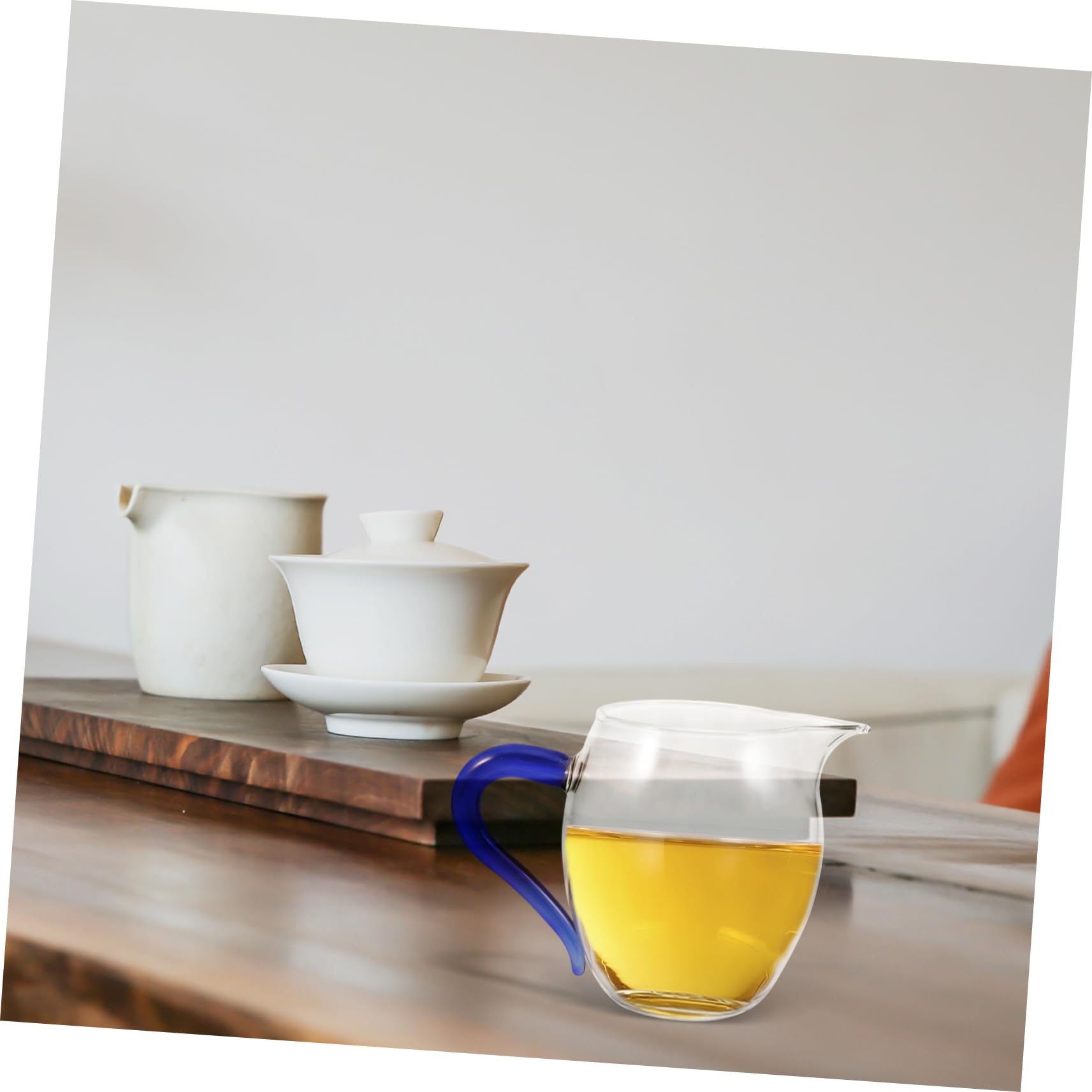 5pièces Tasse à Thé Verre Avec Poignée Bleue Pichet Verre Pour Infusions Tasse à Lait Transparent Pour Service à Table
