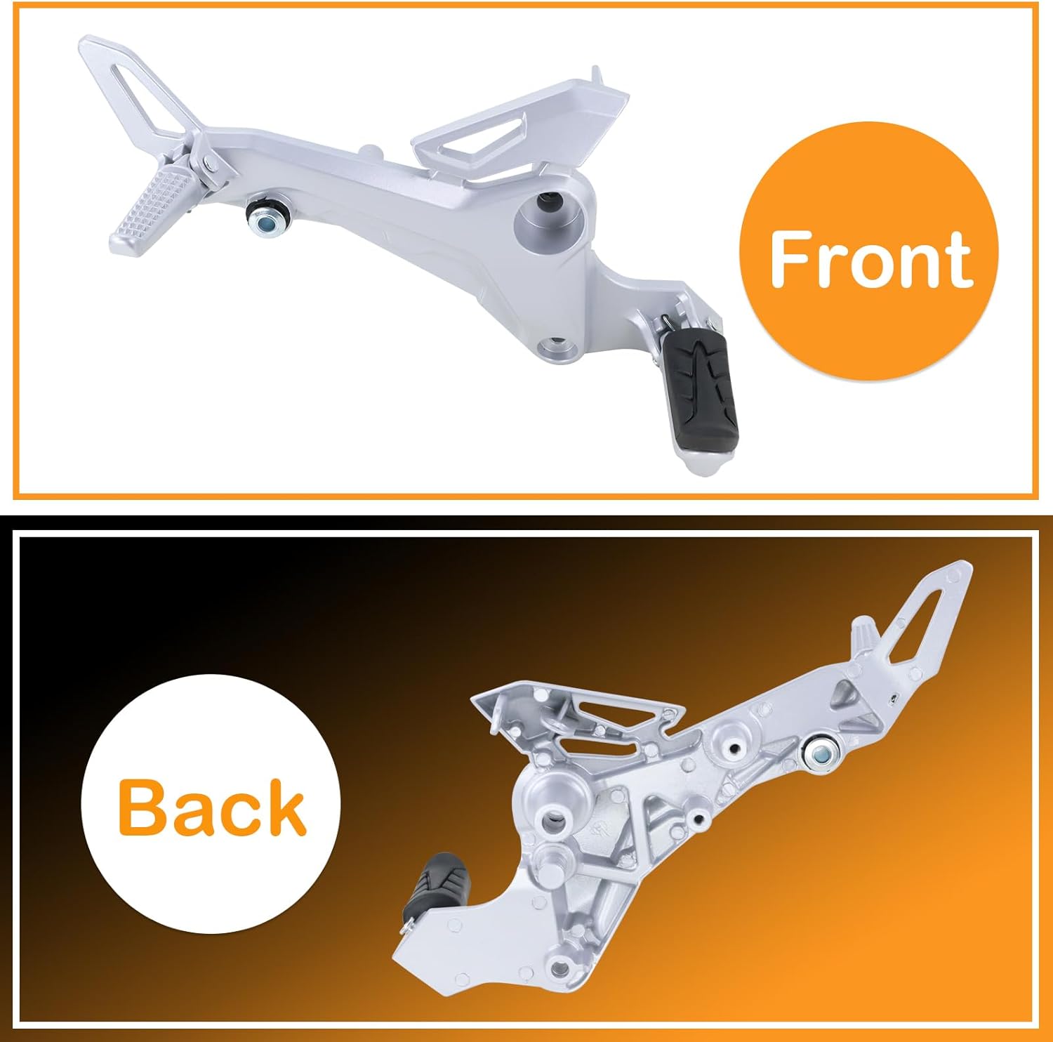 Motorcyle Footpegs Assembly Footrest Kit Compatible with 2016-2020 Honda Grom MSX 125 SF Replaces 50600-K26-B00 (Silver, Right Side)