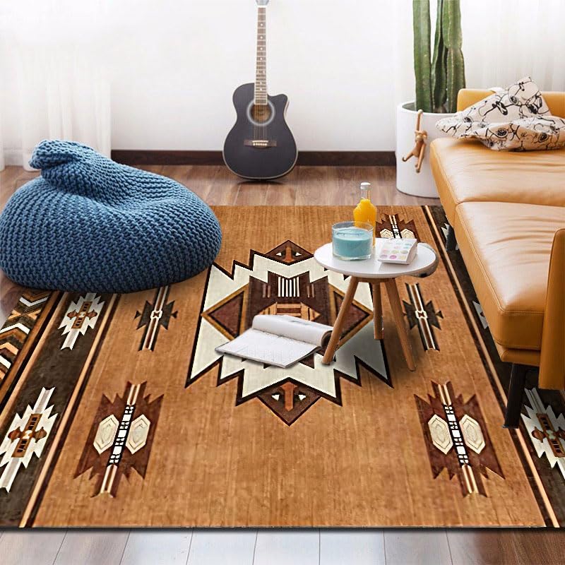 Tapis de salon ethnique pour chambre et cuisine, revêtement doux et lavable