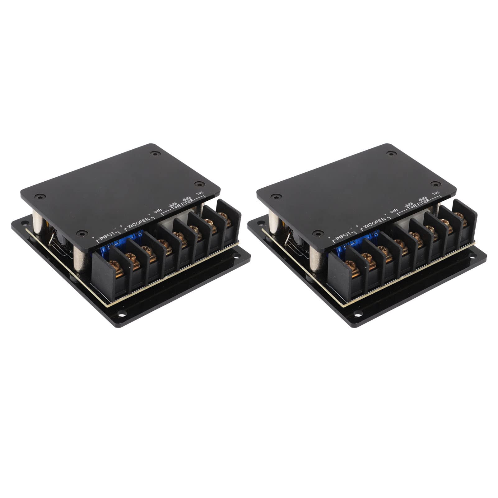 Kuuleyn Audio Crossover, Car Speaker Frequency Separator, 2pcs Speaker Frequency Divider 120w Overcurrent Protection Universal 2 Way Audio Crossover for Cars