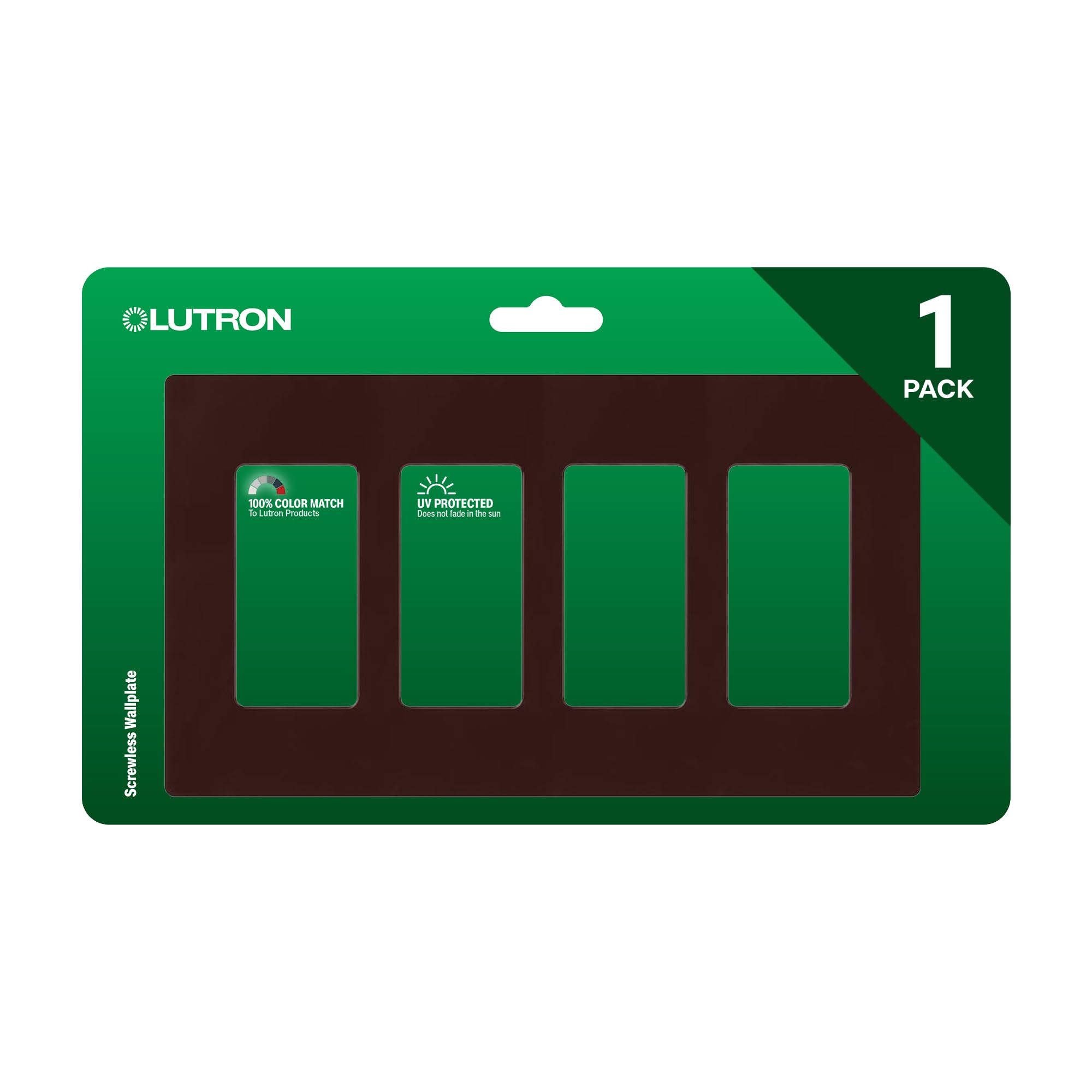 Lutron Claro CW-4-BR Lichtschalter-Abdeckung, 4-fach-Wandplatte, Abdeckung für Wippschalter, schraubenlose Abdeckung für Steckdosen, glänzend, Braun