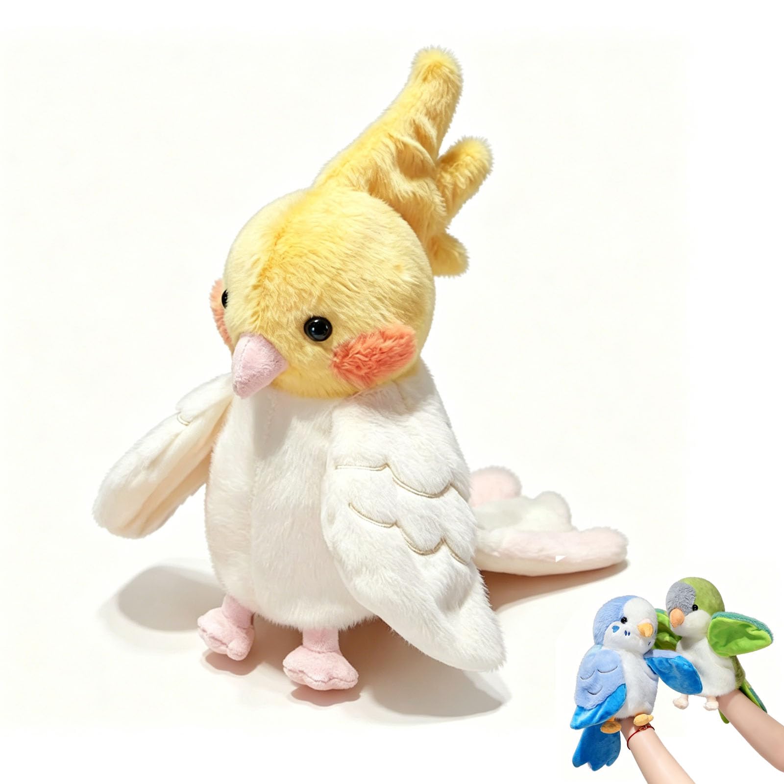 Parrot Hand Puppet, Realistic Plush Parrot Stuffed Animals, Interactive Bird Puppet, Soft Bird Plush Toy, Funny Animal Toy for Role Play Storytelling Teaching Birthday Gifts for Kids (20cm,Yellow)
