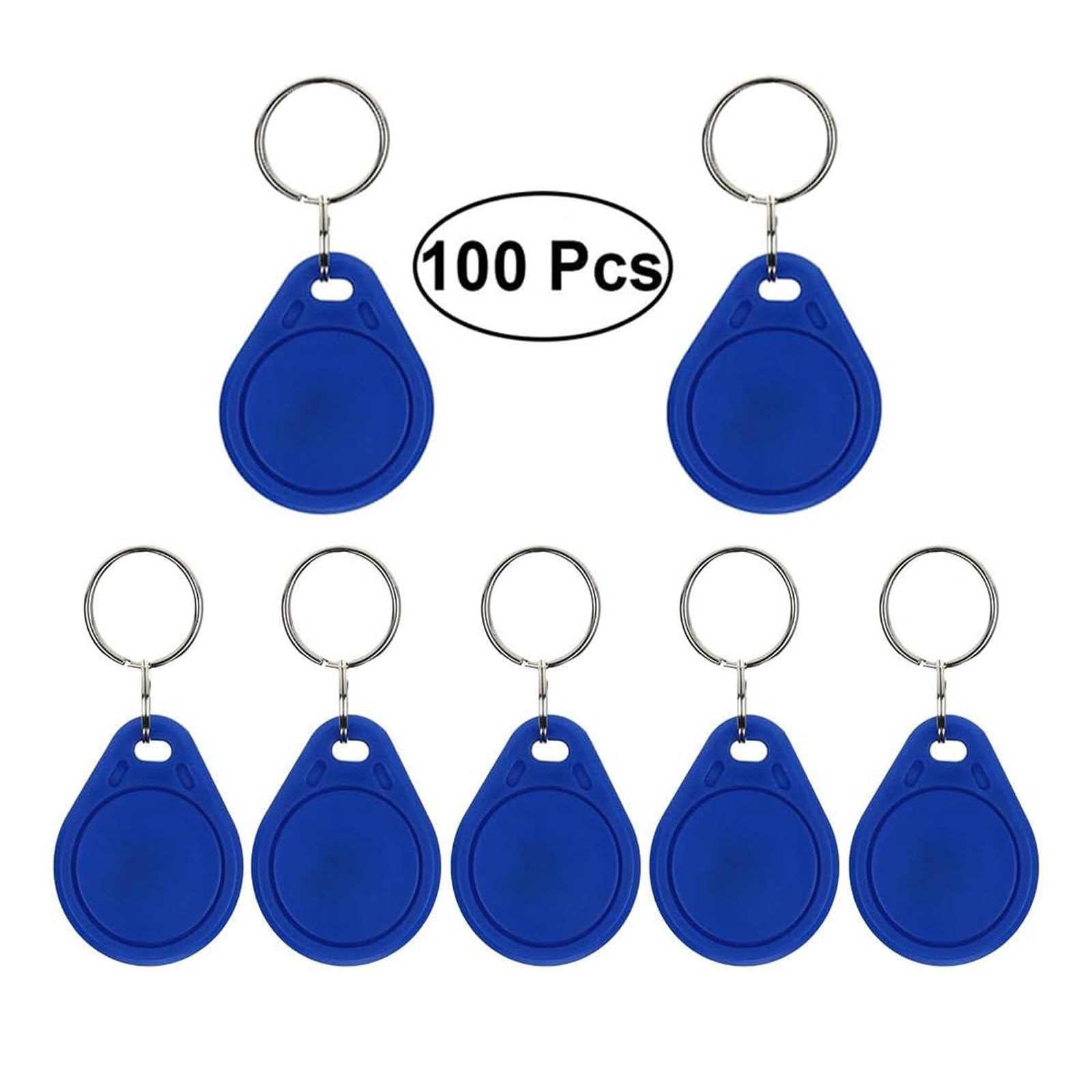AOAMZ 100 x RFID Badges 13.56Mhz UID Changement de Porte-clés modifiable Mif 1K Token NFC Tag Proximité Transpondeur Réinscriptible RFID Écriture Accessable Carte de contrôle d'accès - Bleu
