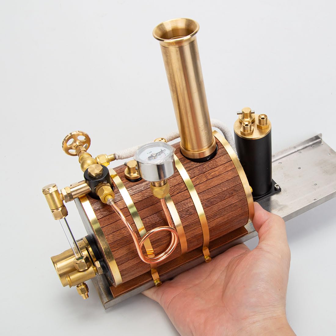 B-1 Dampfkessel Modell für EIN-/Zwei-/Dreizylinder Dampfmaschine Modell, Horizontales 200ML Kesselmodell Boiler Modellbausatz für 70cm Dampfschiffe, Ornament Geschenk -RTR