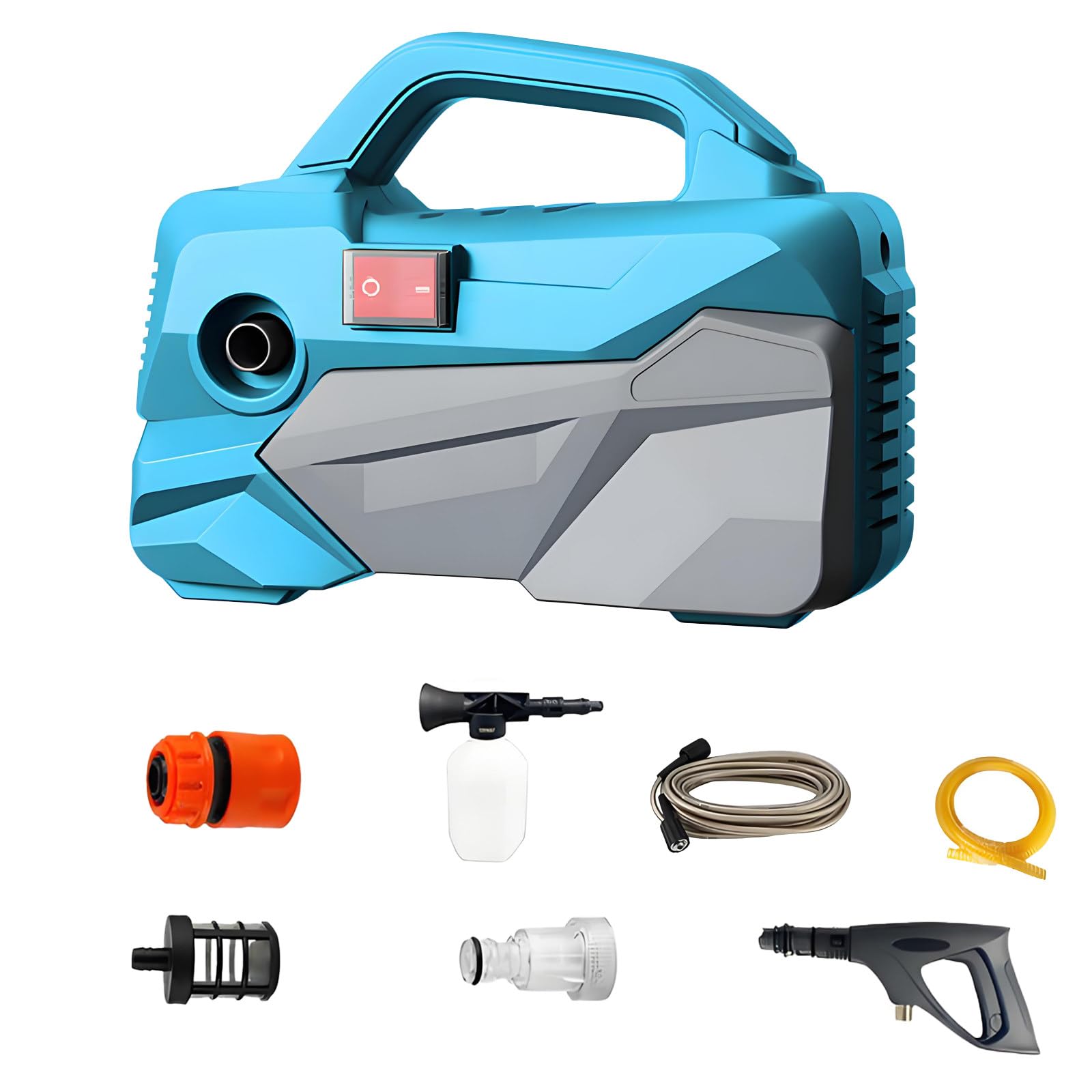 Hidrolimpiadora Eléctrica De 1400 W, Hidrolimpiadora Portátil De Alta Potencia con Boquilla De Pulverización Ajustable,para La Limpieza De Coches, Motos, Patios Y Exteriores Shortnozzle