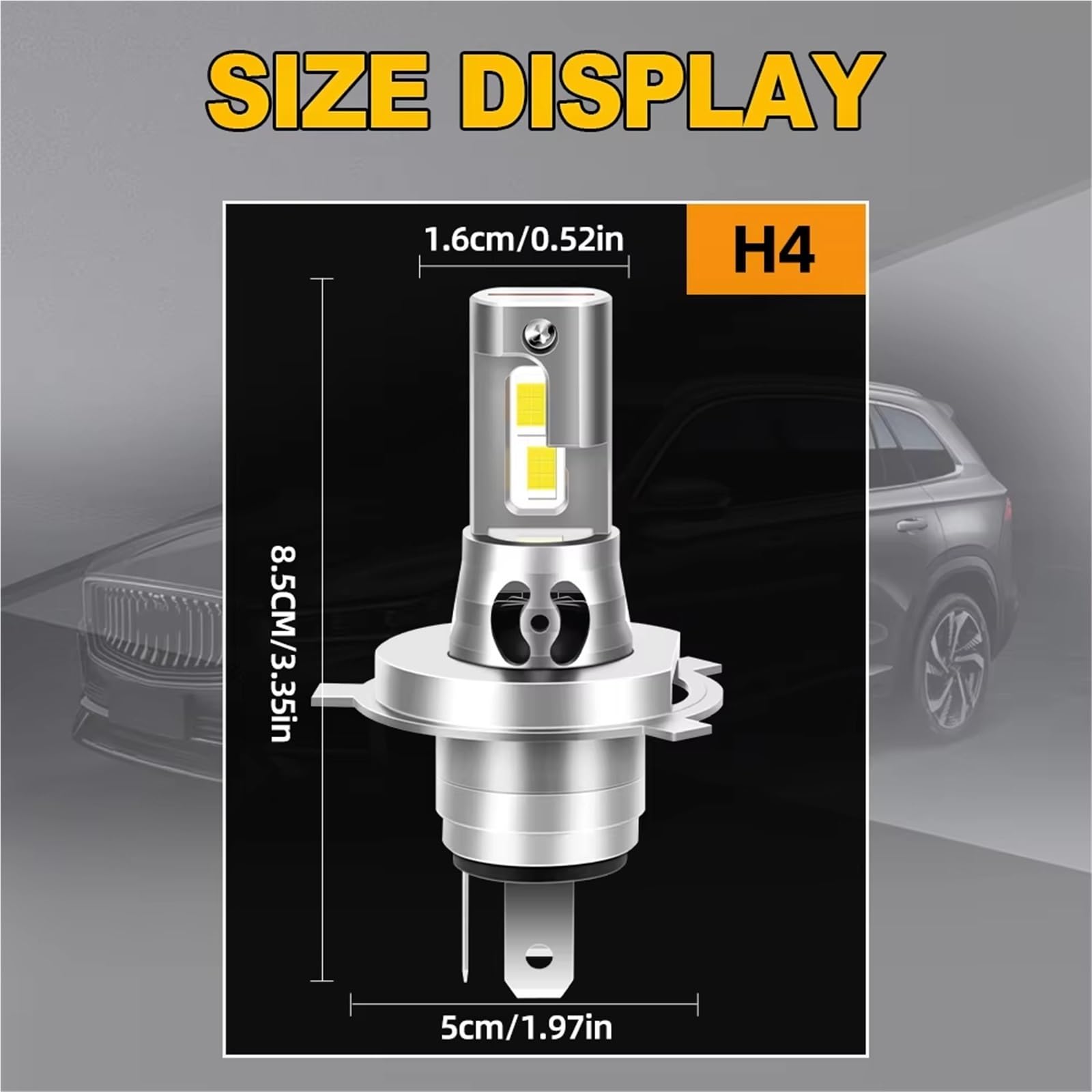 Ampoule De Phare De Moto LED H4 H7 H11, DC 12V 60W 15000LM, 1 Pièce, Scooter 3570 Puces, Lampe Hi Lo Phare Travail Moto Phare(H4)