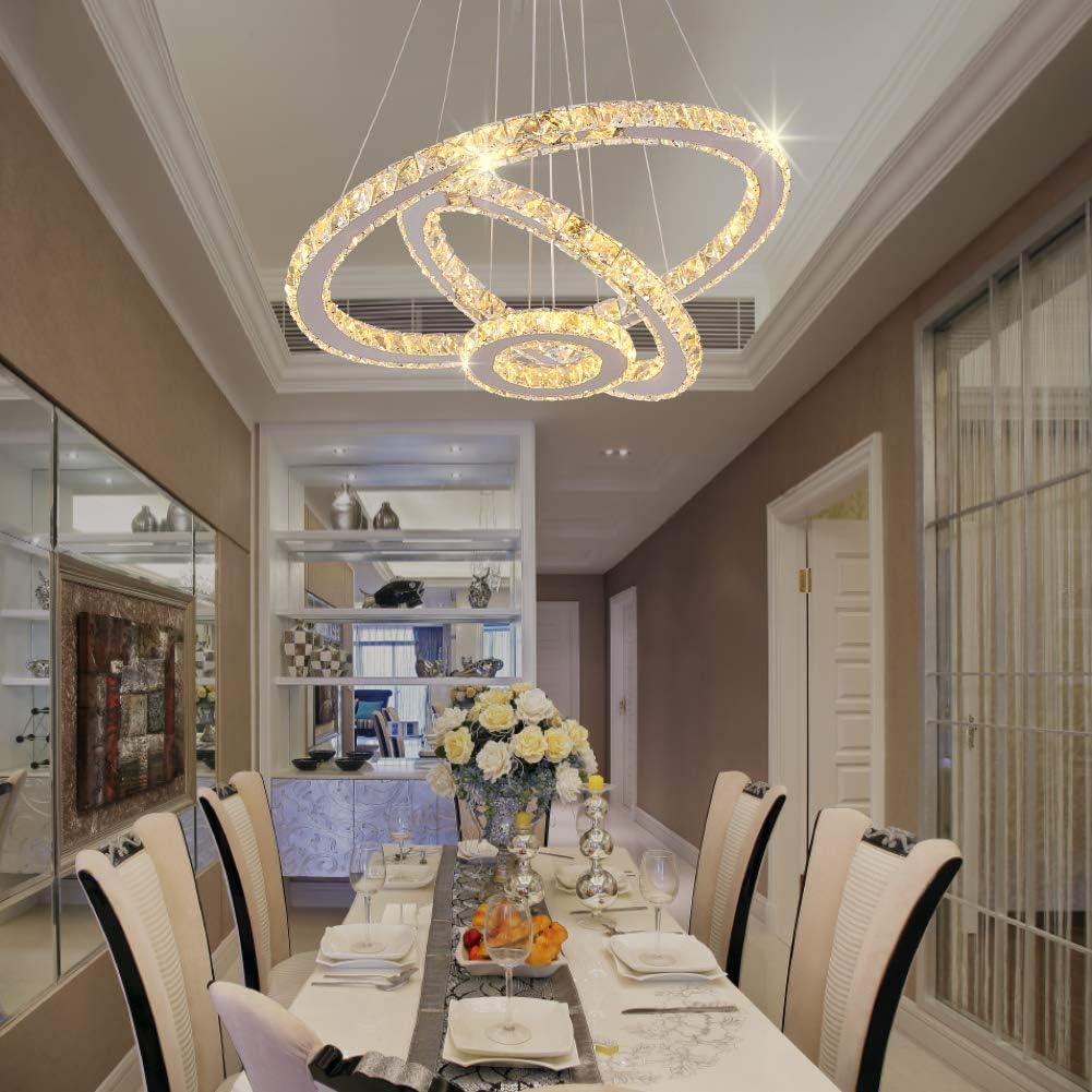Buу 1 gеt 1 🔥 Crystal Chandelier, 27.5 x 19.6 x 11.8 Dining Room Living Room Modern LED Ceiling Pendant Light Contemporary 3 Rings Adjustable Stainless Steel Lighting Fixtures (3r Warm White) Bеѕt Dеаl Crystal Chandelier, 27.5 x 19.6 x 11.8 Dining Room Living Room Modern LED Ceiling Pendant Light Contemporary 3 Rings Adjustable Stainless Steel Lighting Fixtures (3r Warm White)
