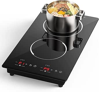 Double Induction Cooktop, 110V 2 Burner Electric Stove with Independent Controls