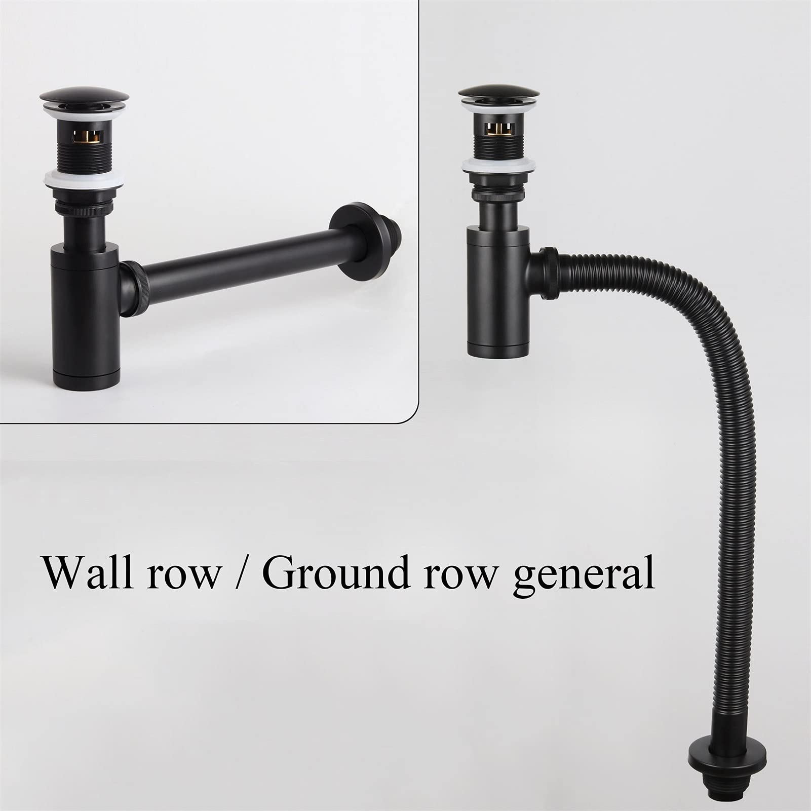 AnSafe Trampa de Botella, Negro Tubo de desagüe Antiolor Antibloqueo Ajustable Flexible Pared/Suelo Drenaje Universal para Lavabo con rebosadero (tamaño : 30cm)