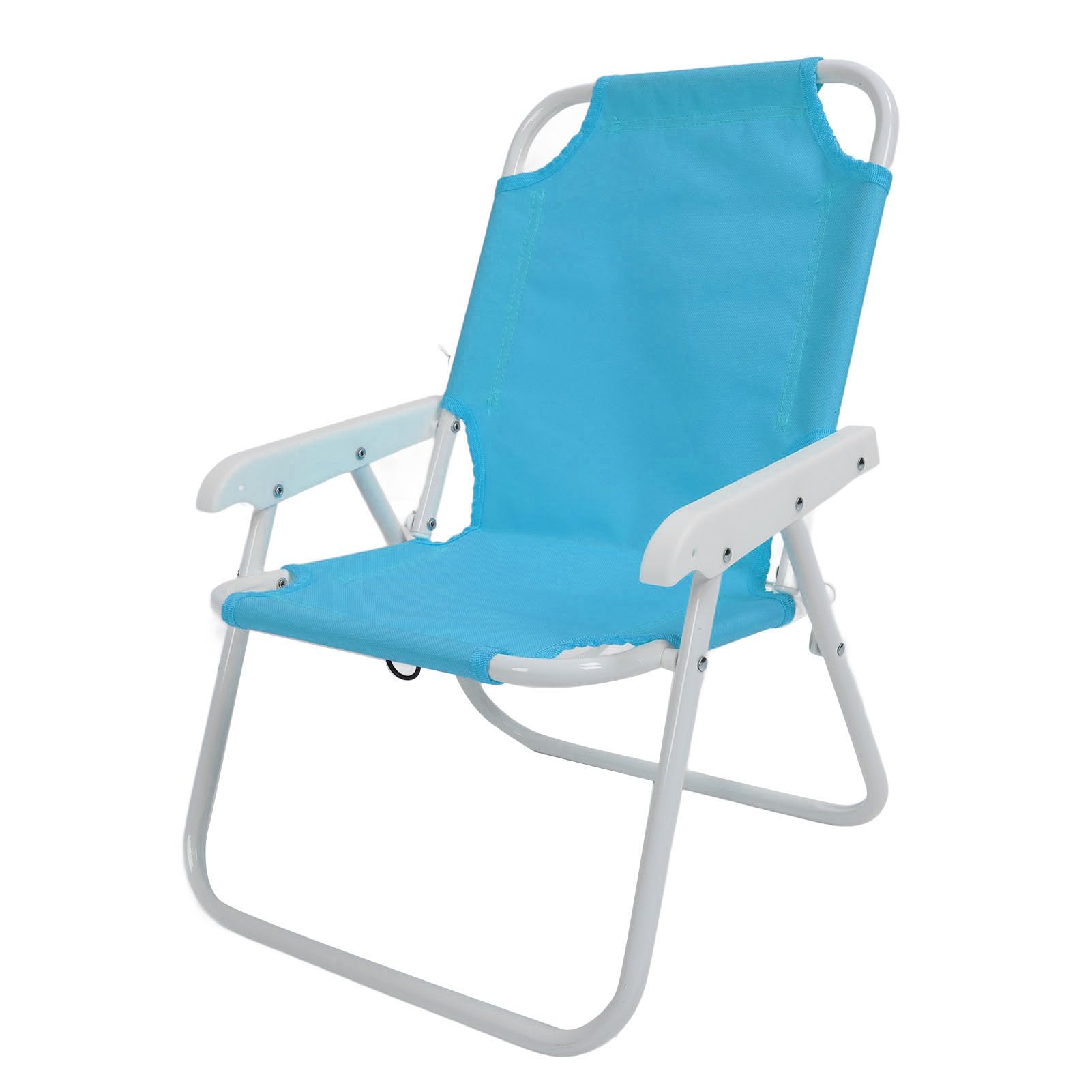 Krzesło Plażowe dla Dzieci, Składane, Przenośne do zajęć na świeżym Powietrzu z Regulowanym Parasolem w Kolorze Niebieskim na Pikniki i Kemping (BLUE)