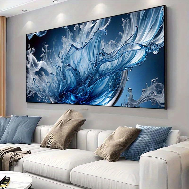 Póster abstracto moderno para renovar la decoración del dormitorio con tonos azules