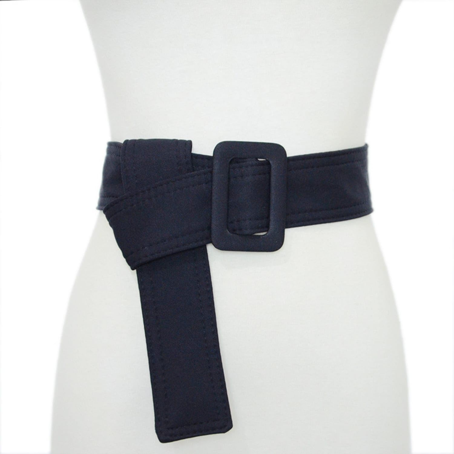 SNAPPSY Extra Long Canvas Waist Belt with Alloy Buckle Solid Color Wide Canvas Belt Casual Metal for Women, Outerwear, Coats, Dresses, Navy Blue, 160CM-image-46