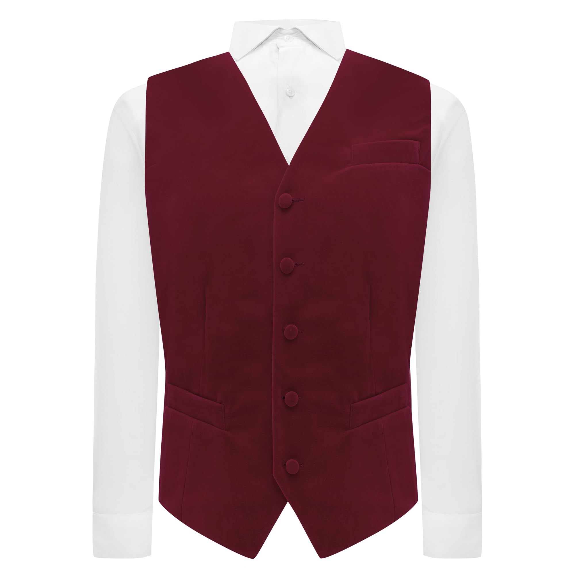 King & Priory Men's Burgundy Velvet Waistcoat - L