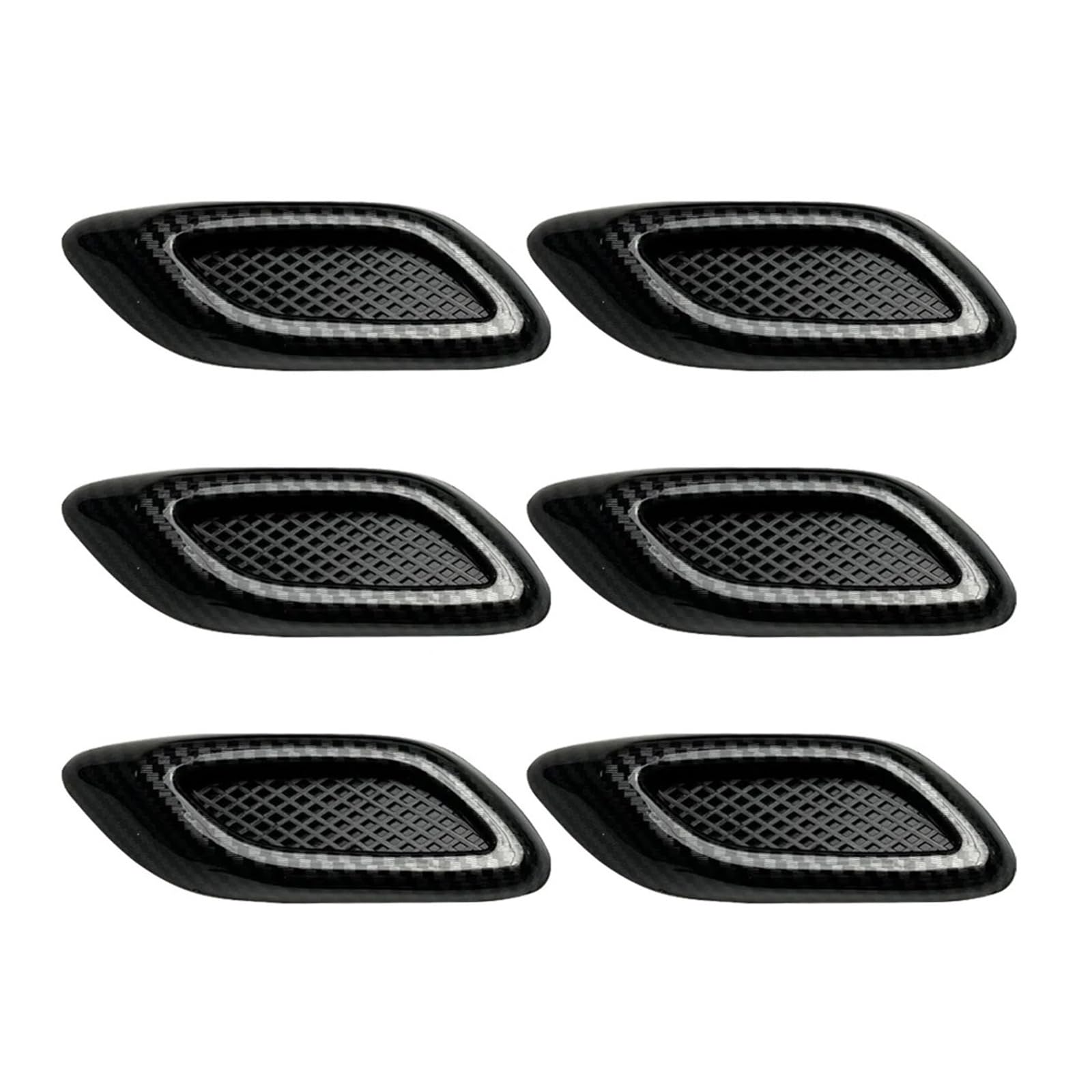 Engine Hood Air Vent Cover 2/6Pcs Car Fender Trim Decorative Intake Universal Auto Hood Decoration Air Flow Bumper Side Vent Decal(6Pc Carbon Fiber)