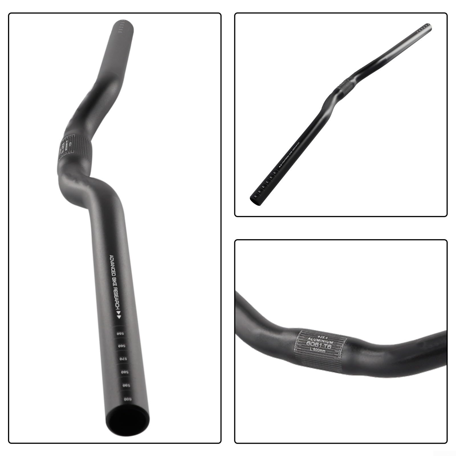 ZYWUOY Manubrio in Alluminio per Bici da Strada, Mountain Bike, 600 mm, Barra da 25,4 mm (Rondine)