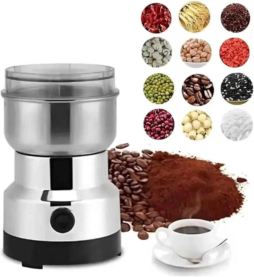 Moedor Elétrico de Café Inox, Triturador para Grãos, Sementes e Ervas