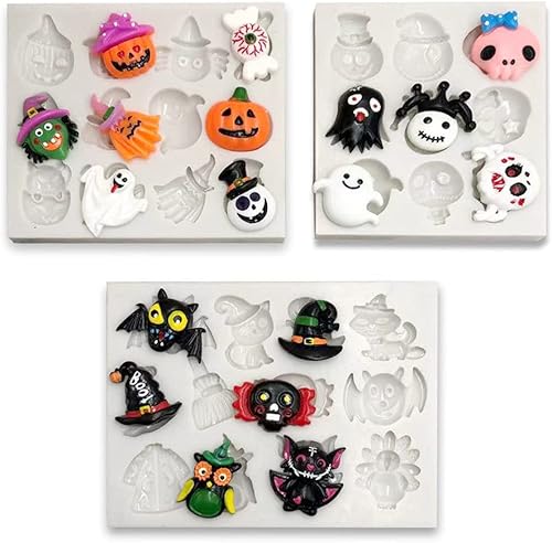 Moldes de silicona para decoración de velas de postre de Halloween, bate de calabaza, búho, fantasma, bruja, para manualidades, fondant, galletas,