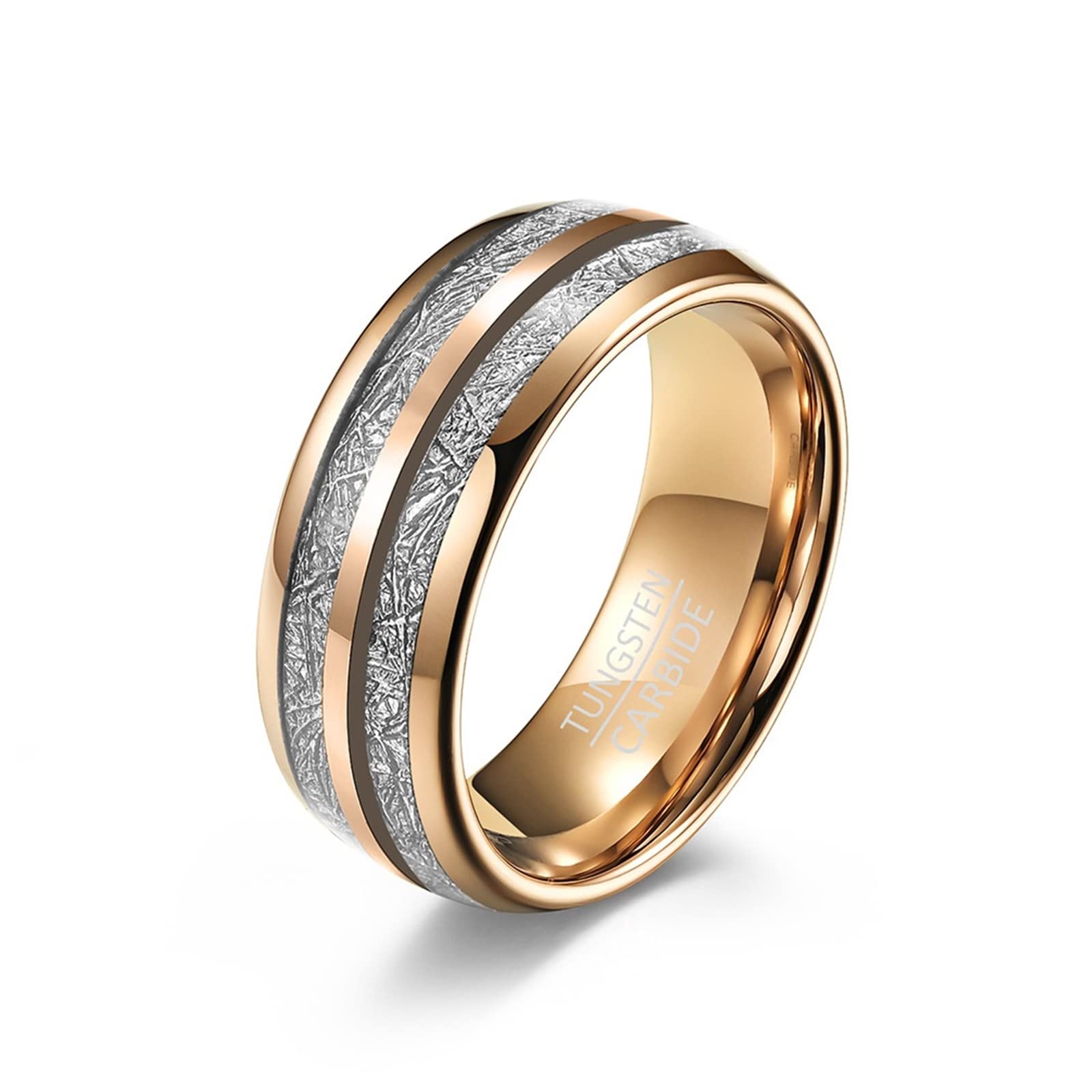 Collar de acero de tungsteno, collar personalizado con nombre para parejas, 6 mm, 8 mm, anillo de oro rosa, collar de metal con incrustaciones