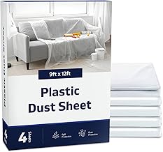 Plastic Dust Sheets for Decorating Pack of 4 Painting Sheets Drop Cloth Polythene Sheeting Large Plastic Sheets to Cover Furniture, Floor & DIY Projects