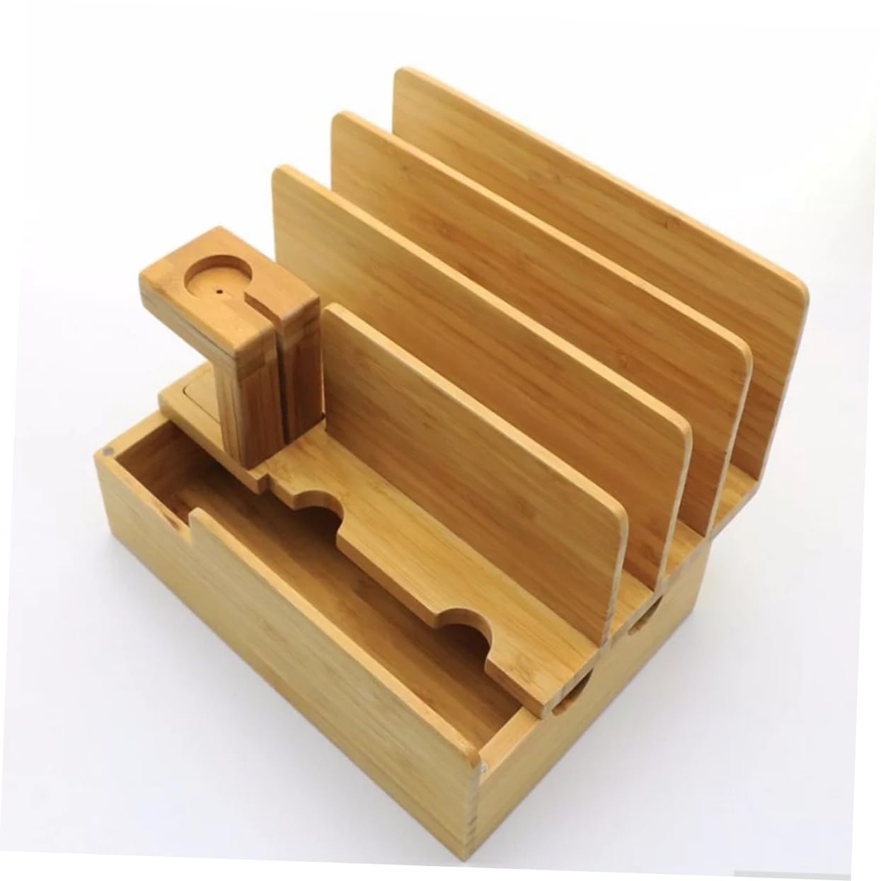 Veemoon Charging Display Mobile Organizer Tablet Charging Station Device Organizer Charging Stand Bracket Charger Holder Desktop Ornaments Bamboo