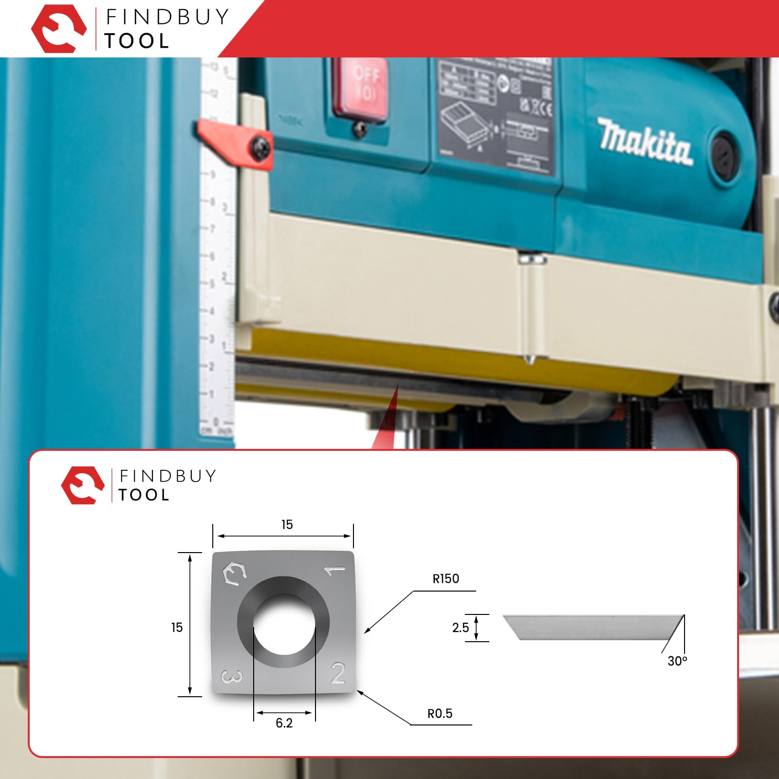 FindBuyTool - Testina elicoidale per pialla Makita 2012NB, testa di taglio a spirale da 12,5 pollici con design a spirale a 4 file, testa elicoidale con 55 inserti in carburo, basso rumore e