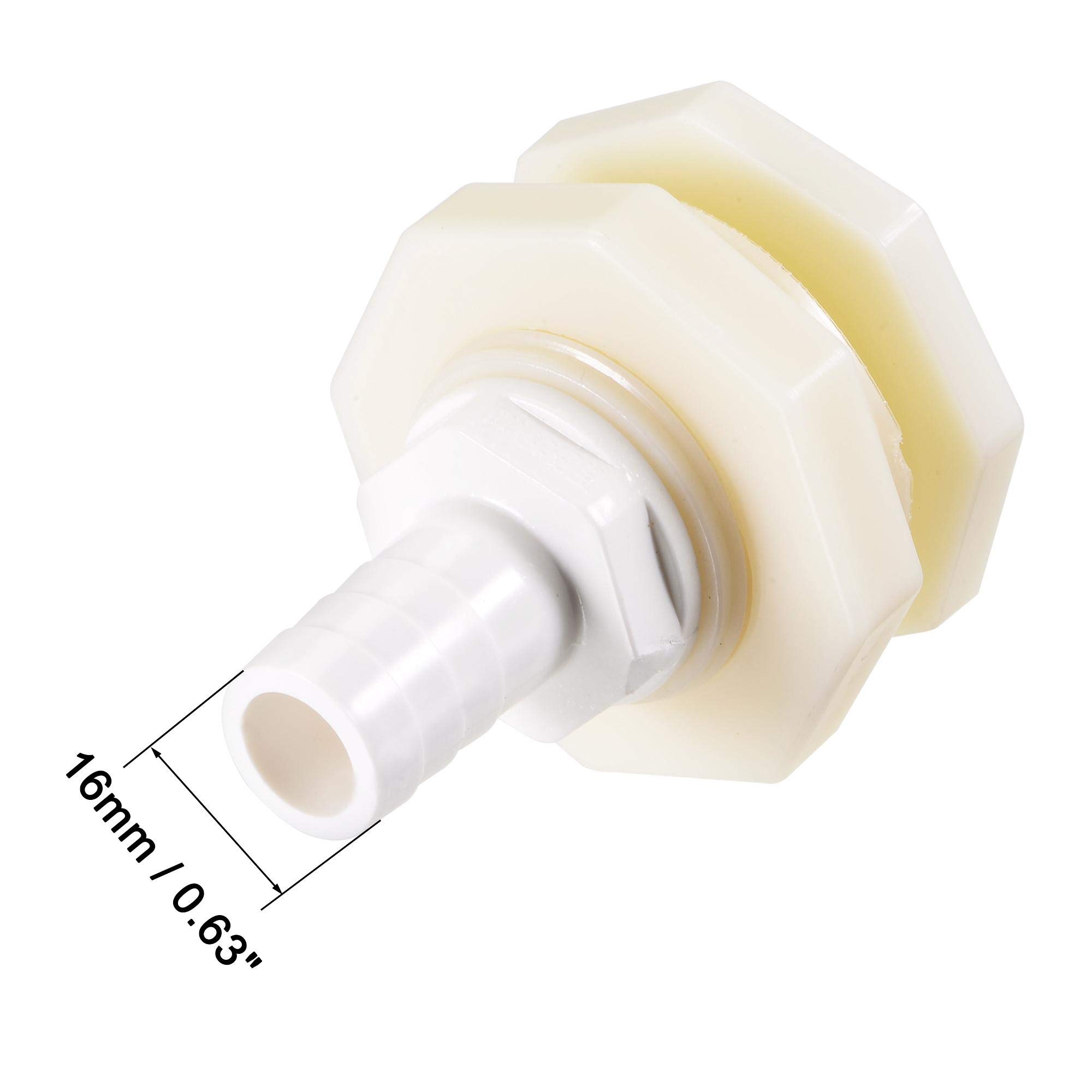 Sourcingmap, raccordo per paratia, maschio G1/2, adattatore tubo con guarnizione in silicone, per serbatoi d'acqua, plastica ABS, bianco, confezione da 4