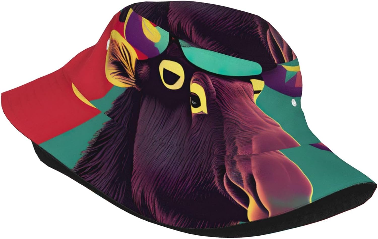 Moose Print Sun Hat Outdoor Fisherman Cap Summer Bucket Hat Beach for Men Women Black
