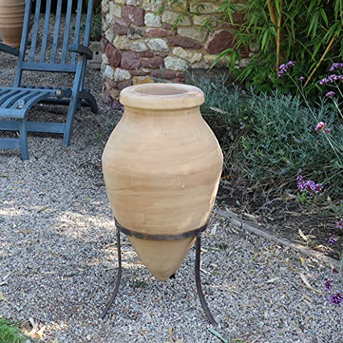 Palatina Werkstatt Exklusive Terracotta Amphore mit Ständer Vitex2 60cm – 100% handgefertigtes Unikat – Verleihen Sie Ihrem Garten- & Innenbereich unwiderstehlichen Charme