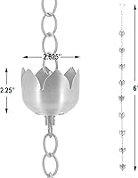 Vista 5 de Arcadia Garden Products RC04 Cadena de lluvia, metal de bronce con flor de loto de cobre cepillado