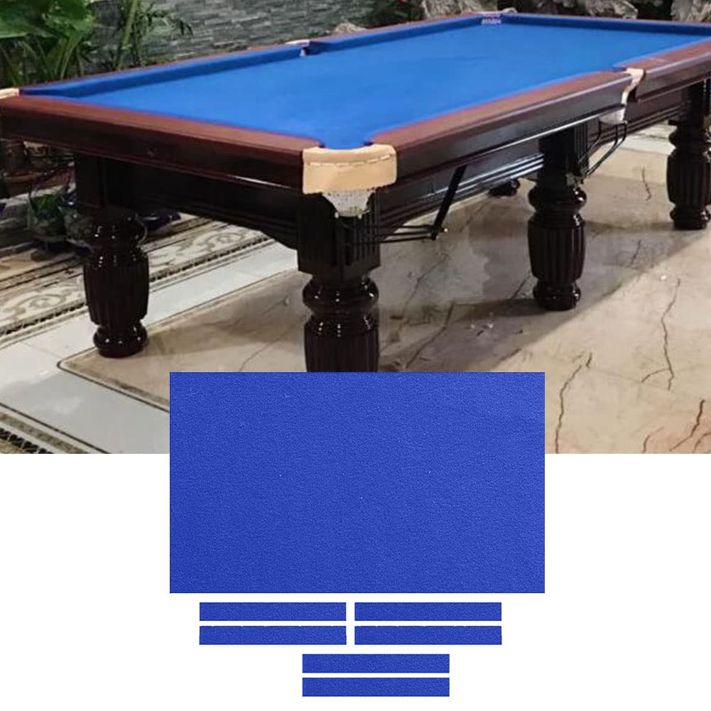 Tela de billar profesional de fieltro para mesa de billar, se adapta a mesa estándar de 9 pies, mantel de juego de deportes de interior con tira de tela acolchada (azul, tamaño: 2,8 + 1 m)