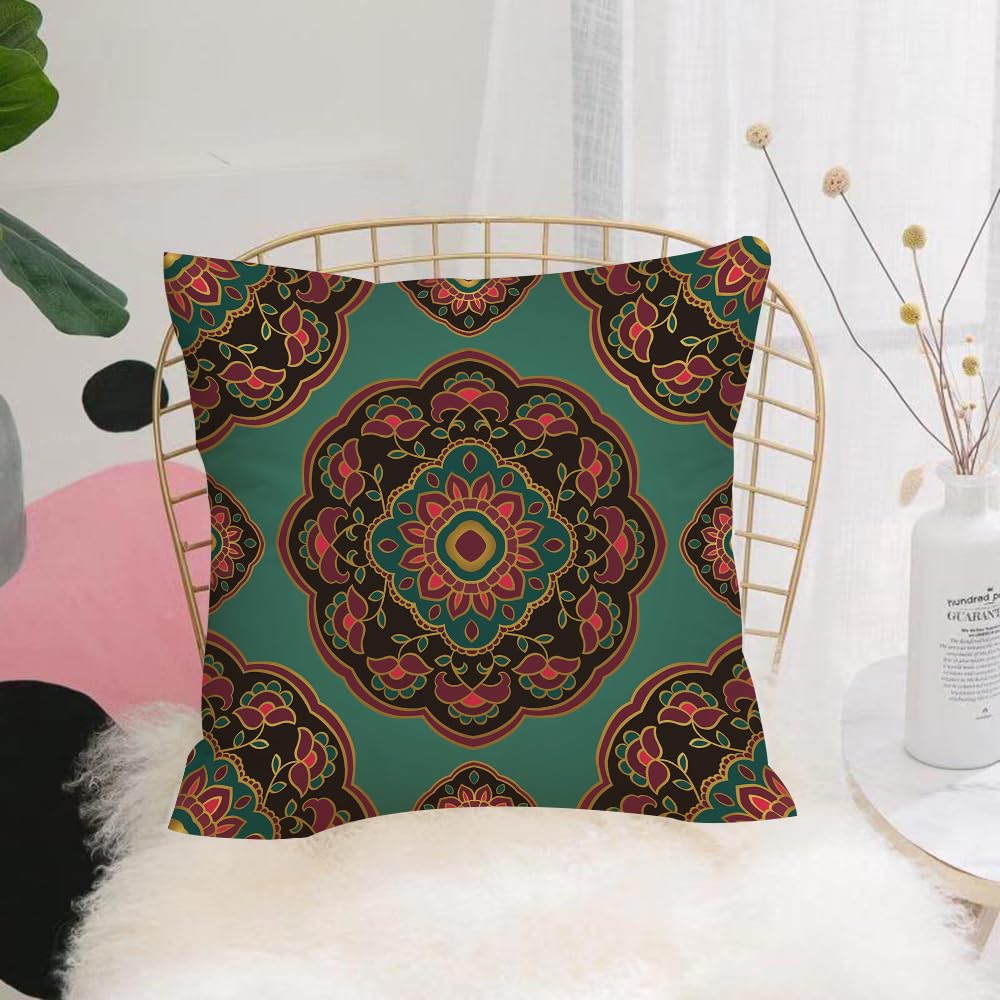 HYOSXW Cushion Cover,Throw Pillow Case Home Decorative for Living Room Bedroom Sofa Chair 16X16 Inch,Oriental pattern, floral mandala Ornament,Pillowcase 40X40cm