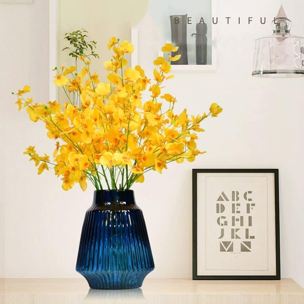 Künstliche Blumen, künstliche Phalaenopsis-Blumen, künstliches Blumenset mit Vase, künstliche Blumen für Zuhause, Tischdekoration, Hochzeit, Party, Plastikblumen, Heimdekoration