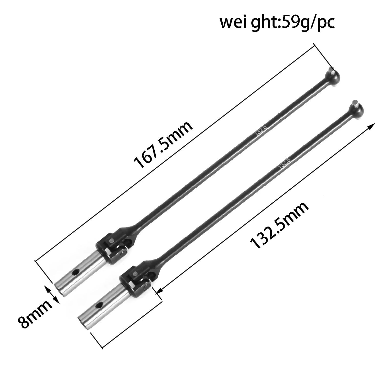 RC Teile do Kyosho MP10T 1/10 RC części samochodowe akcesoria do modernizacji 2 szt. stalowe 132,5 mm CVD wał napędowy wału korbowego