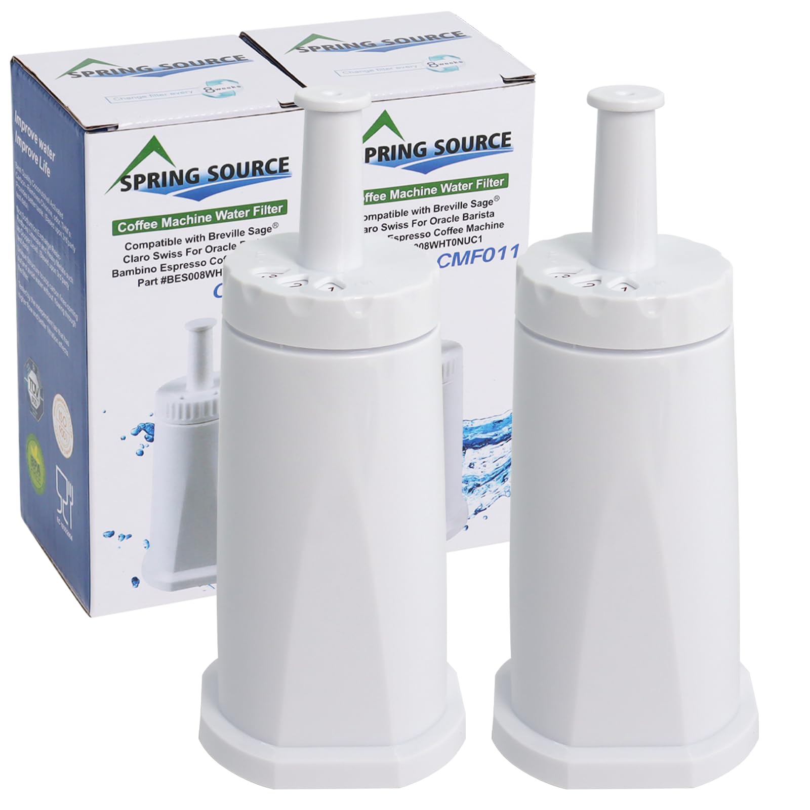 Gekufa BES008 Sage Barista Express Water Filter Pack of 2, Compatible with Sage Water Filter Replacement for SES008 SES810 SES875 SES880 SES920 SES980 SES990