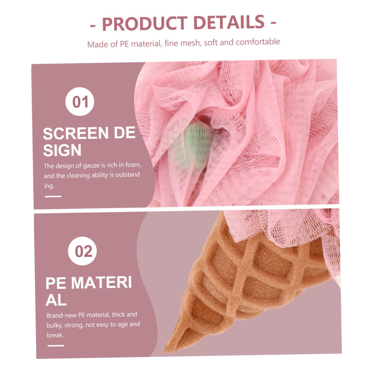 6piezas Esponjas Exfoliantes Forma De Helado y Para Baño De Adultos y Bebés