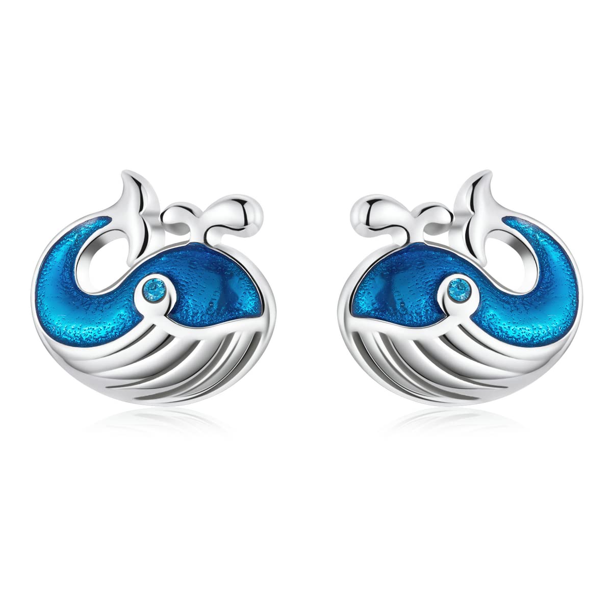 YCTTKDD 925 Sterling Silber Ozean Meer Tier Ohrstecker Wal Ohrstecker für Frauen Teenager Mädchen